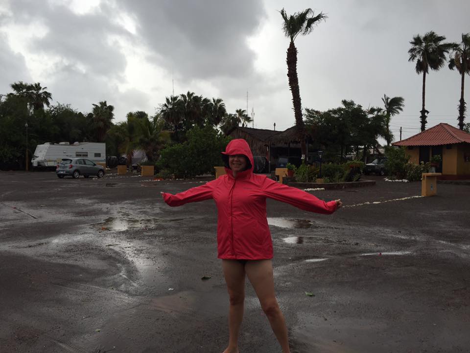 Rocking the hurricane look.